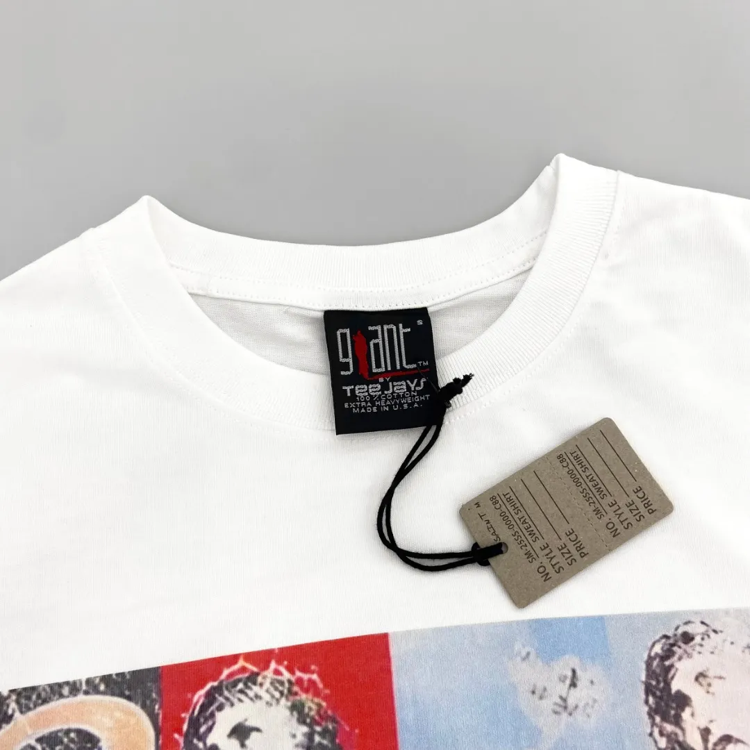 Saint Michael Sean Wotherspoon limited edition VEGES printed retro Vintage loose short-sleeves, digital white ink direct printing, the fabric is breathable and the pattern is three-dimensional and clear. Fabric: Double yarn 240g Style number: S910 Size: S-M-L-XL Color: White Price: P110